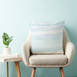 Aqua Blue Mint White Water color Streifen Kissen
