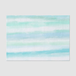 Aqua Blue Mint White Watercolor Stripes II Seidenpapier