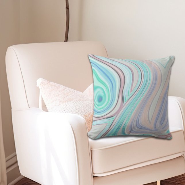 Aqua Blue Minze Green lilac lila pastellfarbener R Kissen (aqua blue mint green lilac purple pastel rainbow outdoor pillow)