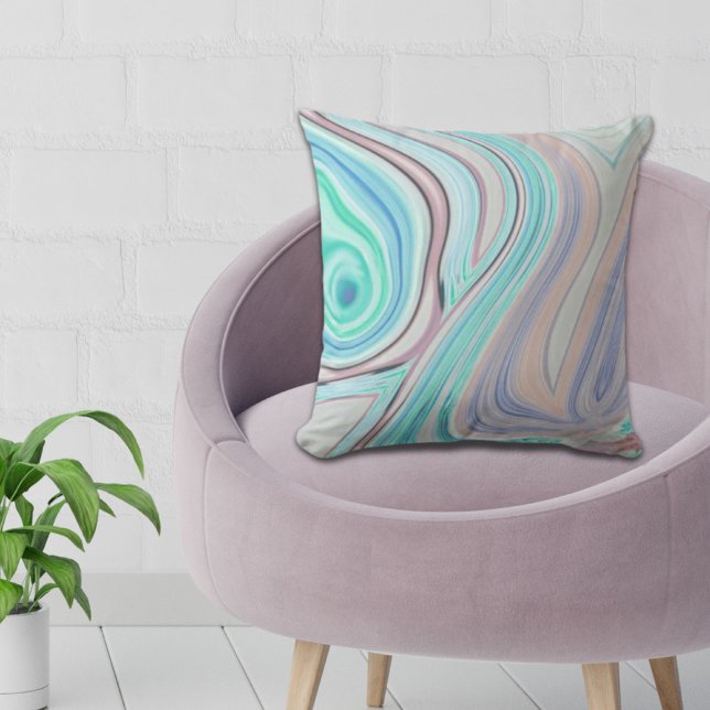 Aqua Blue Minze Green lilac lila pastellfarbener R Kissen (aqua blue mint green lilac purple pastel rainbow throw pillow)