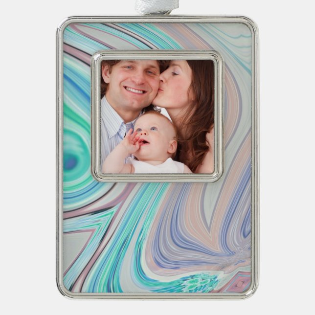 Aqua Blue Minze Green lilac lila pastellfarbener R Rahmen-Ornament Silber (Vorderseite)