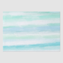 Aqua Blue Minze White Water color Streifen II Seidenpapier