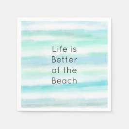 Aqua Blue Minze White Water color Streifen II Serviette