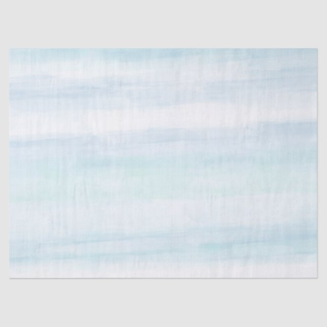 Aqua Blue Minze White Watercolor Streifen Seidenpapier (Vorderseite)