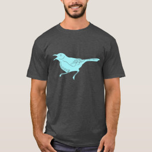 Aqua Blue Mockingbird Staat Bird Retro Graphic T-Shirt