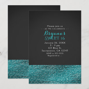Aqua Blue Modern Glam Sequins Party Einladungen