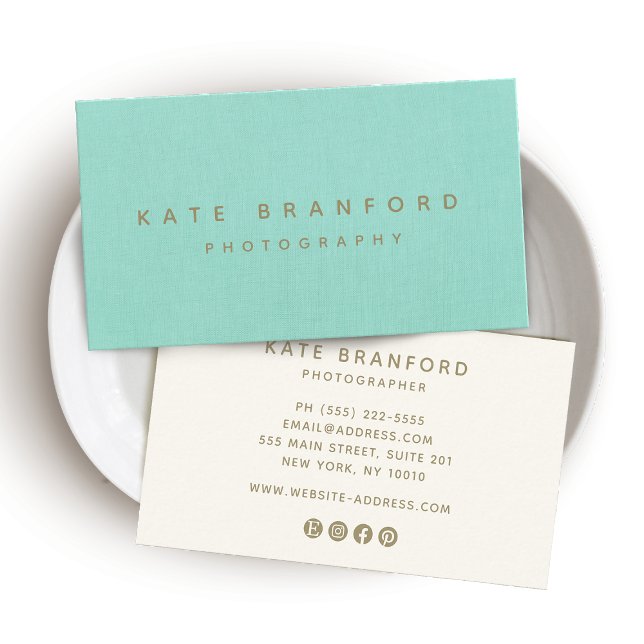 Aqua Blue Modern Minimalistisch Beruflich Visitenkarte (Von Creator hochgeladen)