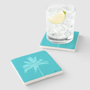 Aqua Blue Modern Tropical Palm Tree Summer Zuhause Steinuntersetzer