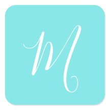 Aqua Blue Monogram Initial
