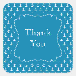 Aqua Blue Nautical Anchors Quadratischer Aufkleber