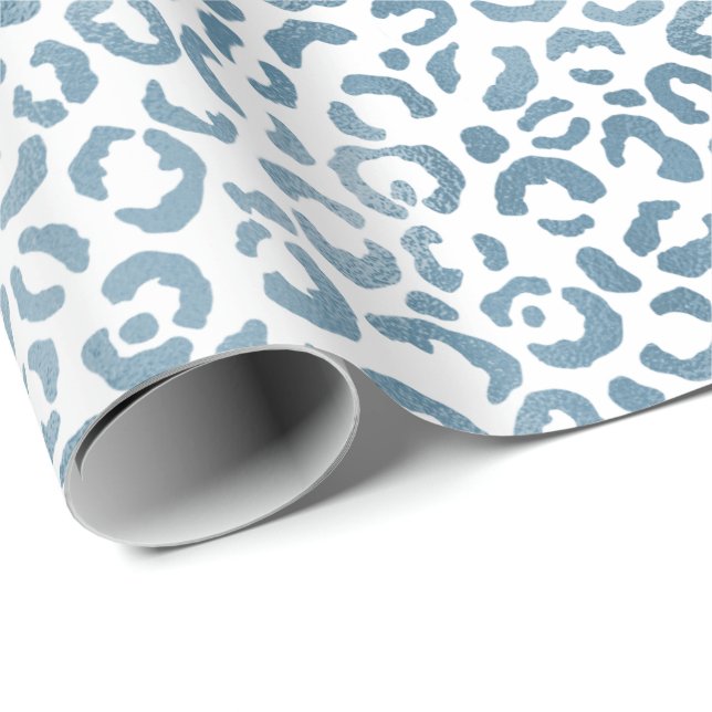 Aqua Blue Navy Leopard Print Geschenkpapier (Rolleneckpunkt)