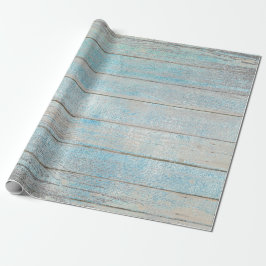 Aqua Blue Ocean Grungy Silver Gray Wood Rustikal Geschenkpapier