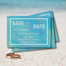 Aqua Blue Ocean Save The Date