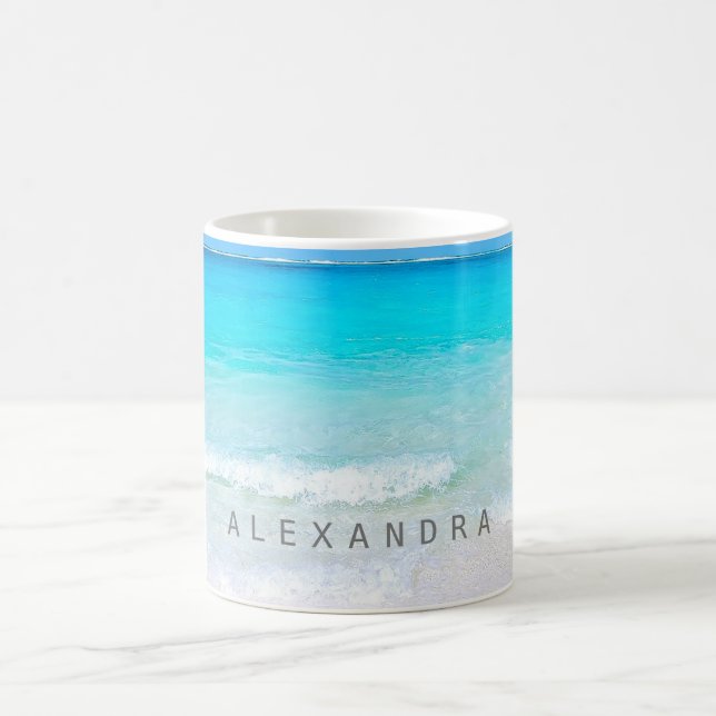 Aqua Blue Ocean Sky Custom Kaffeetasse (Mittel)
