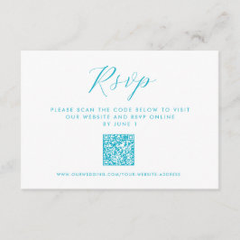 Aqua Blue Ocean Waves QR Code Beach Wedding UAWG Begleitkarte