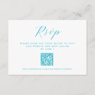 Aqua Blue Ocean Waves QR Code Beach Wedding UAWG Begleitkarte