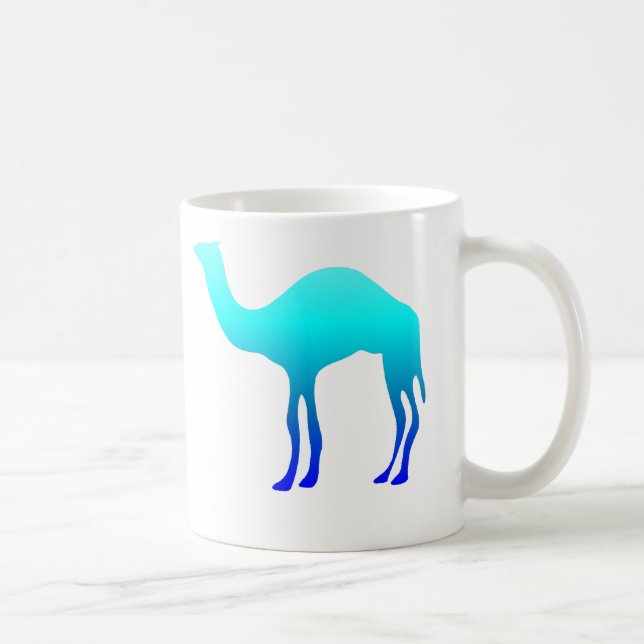 Aqua Blue Ombre Camel Silhouette Kaffeetasse (Rechts)