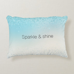 Aqua Blue Ombre Glitzy Sparkle Glitzer Dekokissen