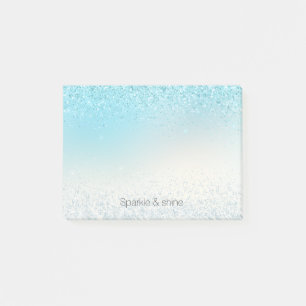 Aqua Blue Ombre Glitzy Sparkle Glitzer Post-it Klebezettel