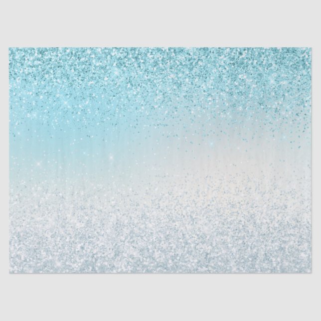Aqua Blue Ombre Glitzy Sparkle Glitzer Seidenpapier (Vorderseite)