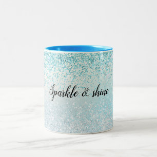 Aqua Blue Ombre Glitzy Sparkle Glitzer Zweifarbige Tasse