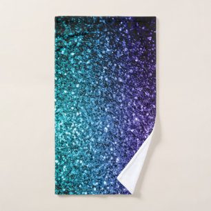 Aqua blue Ombre Imitate Glitzer Glitzern Handtuch