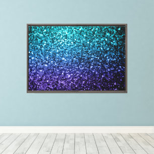 Aqua blue Ombre Imitate Glitzer Glitzern Leinwanddruck