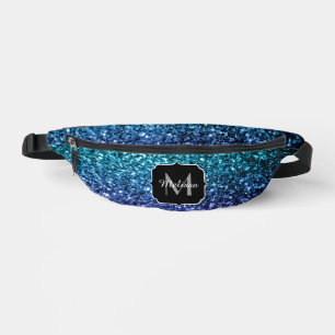 Aqua Blue ombre Imitate Glitzer Glitzern Monogram Bauchtasche