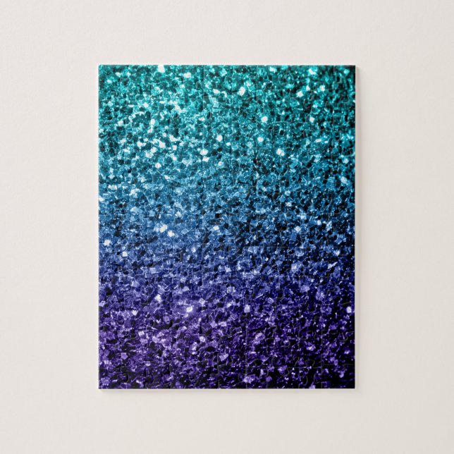Aqua blue Ombre Imitate Glitzer Glitzern Puzzle (Vertikal)