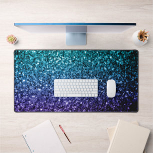 Aqua blue ombre Imitate Glitzer Glitzern Schreibtischunterlage