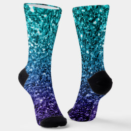 Aqua blue Ombre Imitate Glitzer Glitzern Socken