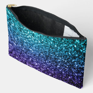 Aqua blue ombre Imitate Glitzer Glitzern Zubehörtasche