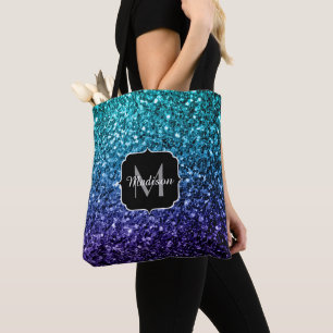 Aqua blue Ombre Imitats Glitzer Glitzern Monogram