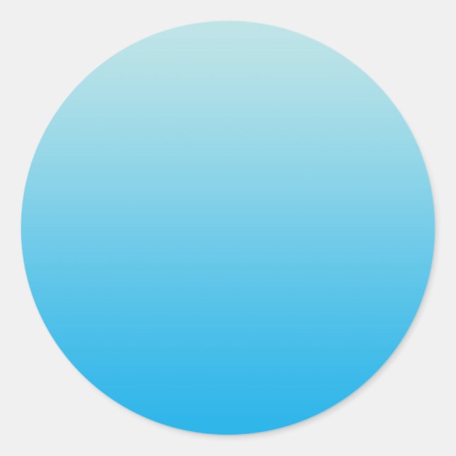 Aqua Blue Ombre Runder Aufkleber (Vorderseite)