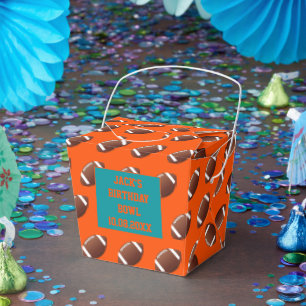 Aqua Blue Orange Football Themenabend Party  Geschenkschachtel