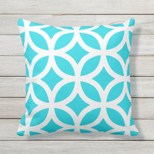 Aqua Blue Outdoor Pillows Geometrisches Muster Kissen Für Draußen