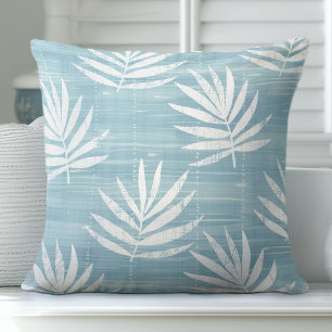 Aqua Blue Palm Blätter Throw Kissen