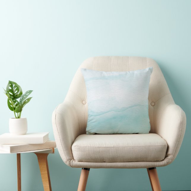 Aqua Blue Pastel Watercolor Ombre Kissen (Stuhl )