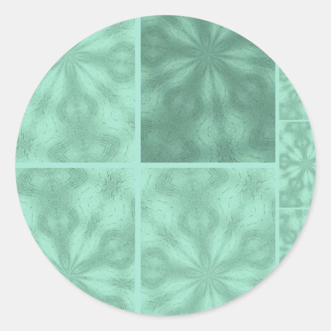 Aqua Blue Pattern Runder Aufkleber (Vorderseite)