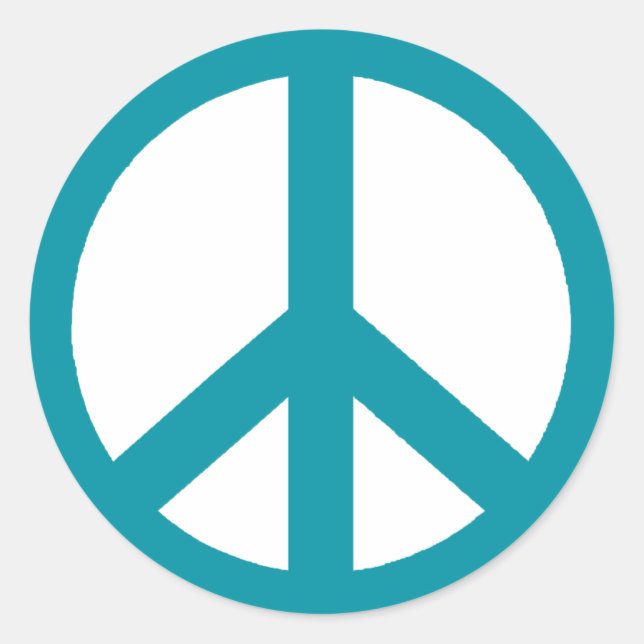 Aqua Blue Peace Symbol Runder Aufkleber (Vorderseite)