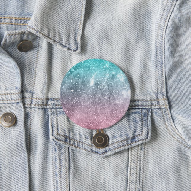 Aqua Blue Pink ombre Sea Galaxy abstrakt Button (Beispiel)
