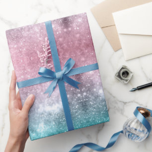 Aqua Blue Pink ombre Sea Galaxy abstrakt Geschenkpapier