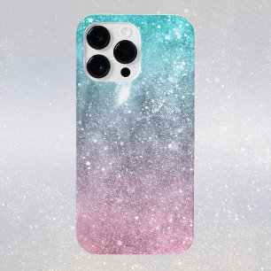 Aqua Blue Pink ombre Sea Galaxy abstrakt iPhone 16 Pro Max Hülle