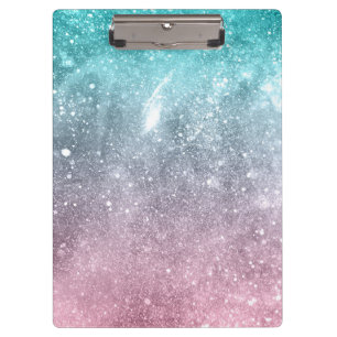 Aqua Blue Pink ombre Sea Galaxy abstrakt Klemmbrett