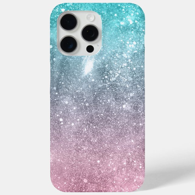 Aqua blue Pink ombre sea galaxy abstrakt Monogram Case-Mate iPhone Hülle (Rückseite)