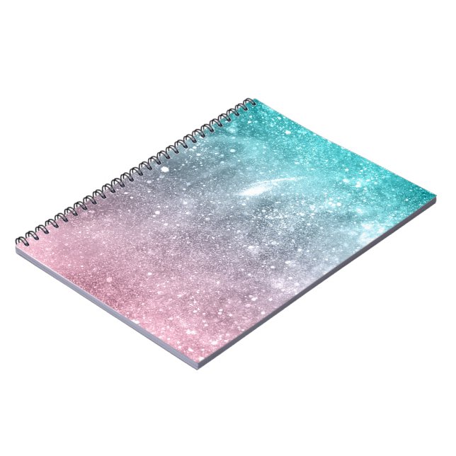 Aqua Blue Pink ombre Sea Galaxy abstrakt Notizblock (Linke Seite)
