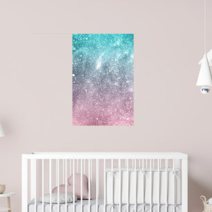 Aqua Blue Pink ombre Sea Galaxy abstrakt Poster