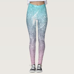 Aqua Blue Pink Sea Galaxy abstrakt Leggings