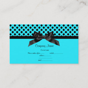 AQUA BLUE POLKA DOT BOW BUSINESS CARD 2 VISITENKARTE