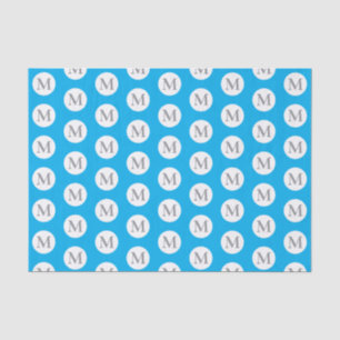 Aqua Blue Polka Dot Monogram Seidenpapier